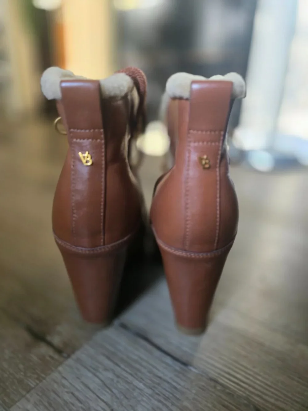 Veronica Beard Elfred Leather Shearling Lace-Up Booties